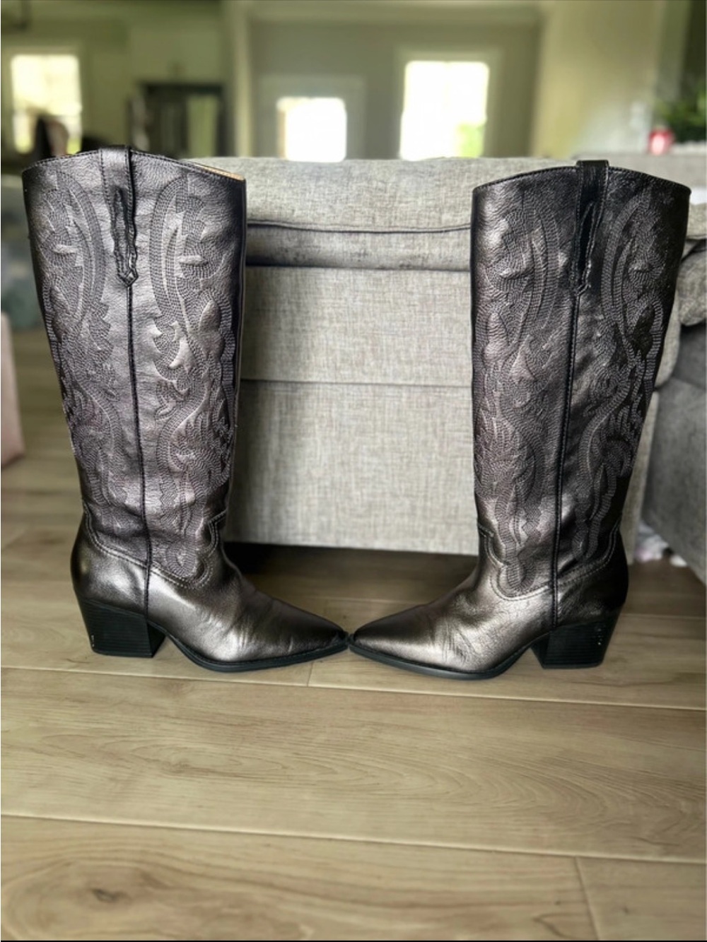 Crown Vintage Sila Western Cowboy Boots 8.5 Charcoal Metallic Tall DSW